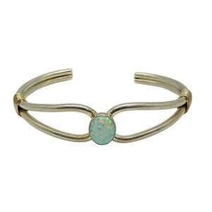 Lee Bennett 6.25" Sterling Silver & 12k Gold Opal Cuff Bracelet